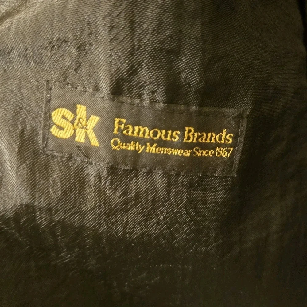 S&K Famous Brands Italian Cashmere‎ Black Sport Coat Jacket 42 Short
